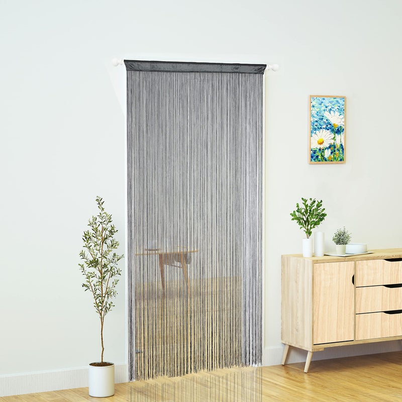 YaoYue Doorway String Curtain Door Curtains Boho Hippie Hanging Patio Tassels Screen Room Decor Bedroom Wall Window Closet Kitchen Living Room Fringe Divider Panel Laundry Room(39?110in/100?280cm  Grey) - Image 2
